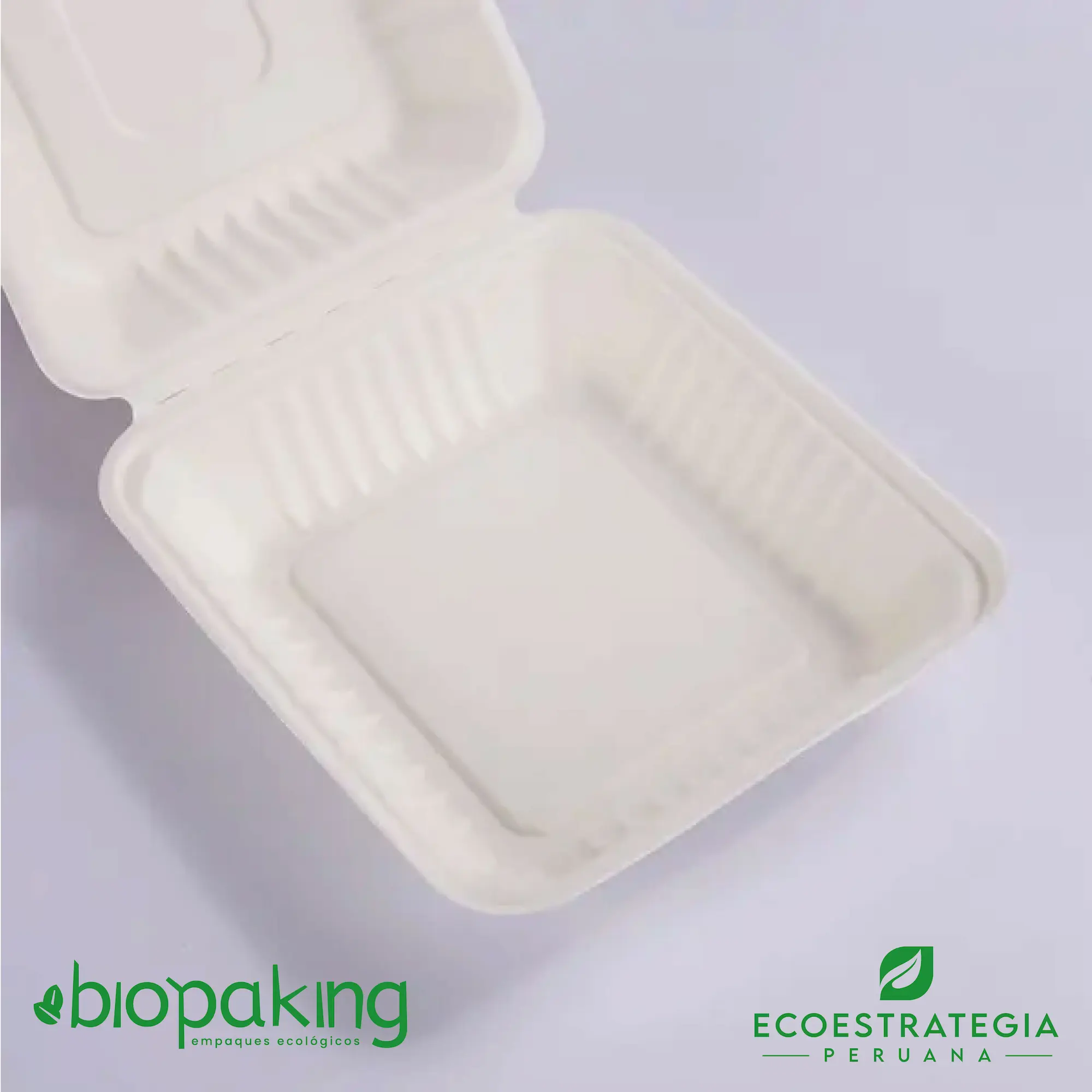 Este envase CT1 tiene una capacidad de 1500ml. Producto de materiales biodegradables, hecho a base de fibra de caña de azúcar, empaques y tapers para comidas