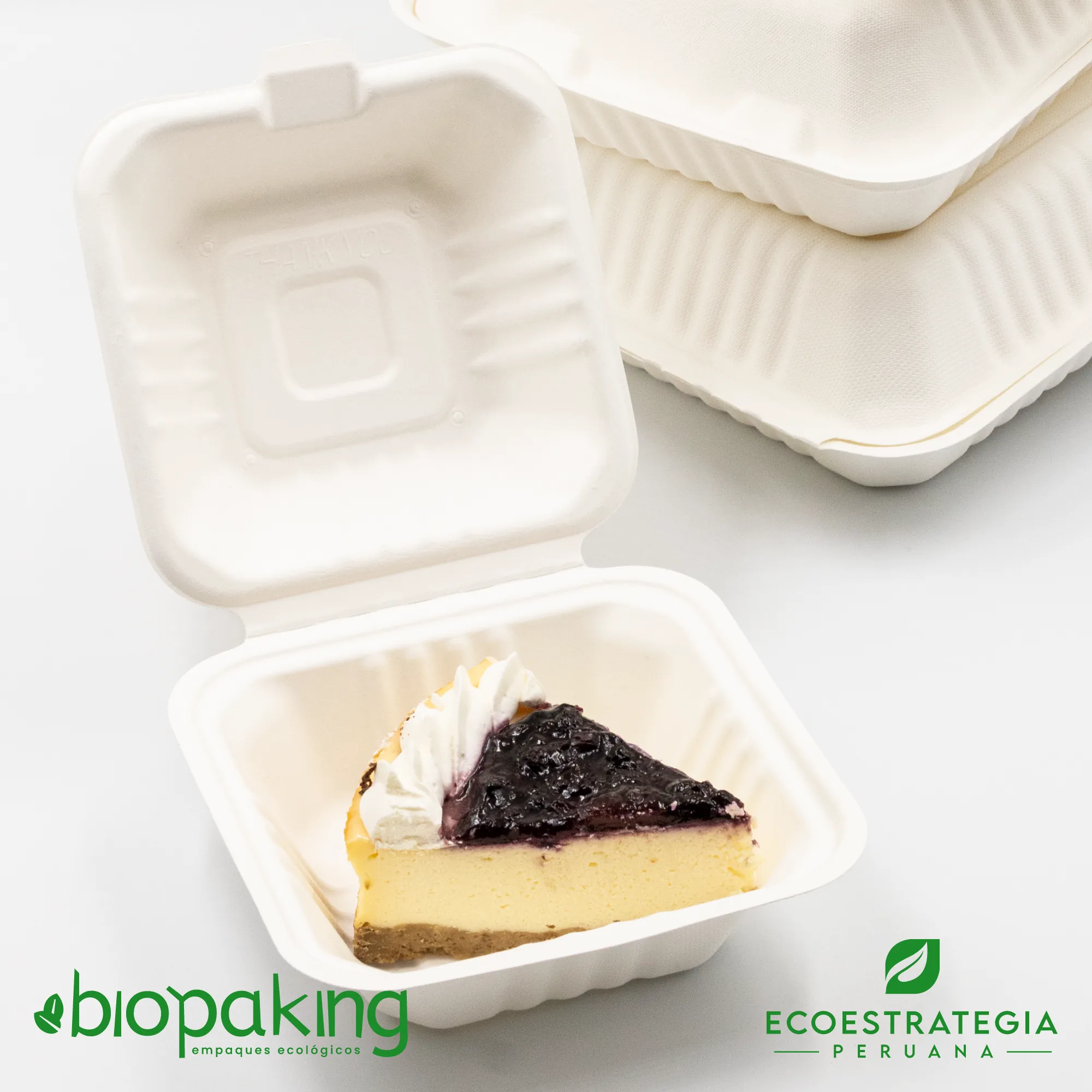 Este envase CT6 pequeño tiene una capacidad de 480ml. Producto de materiales biodegradables, hecho a base de fibra de caña de azúcar. Cotiza empaques y tapers