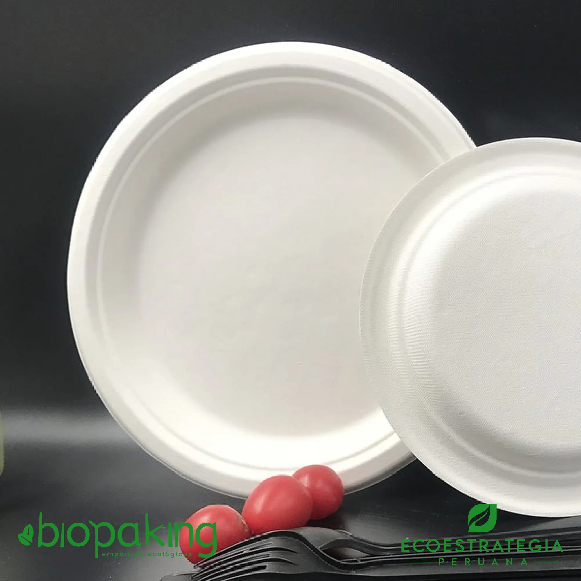 Este plato de 22cm, es un producto de materiales biodegradables, hecho a base de fibra de caña de azúcar. Cotiza envases, empaques y tapers para comidas