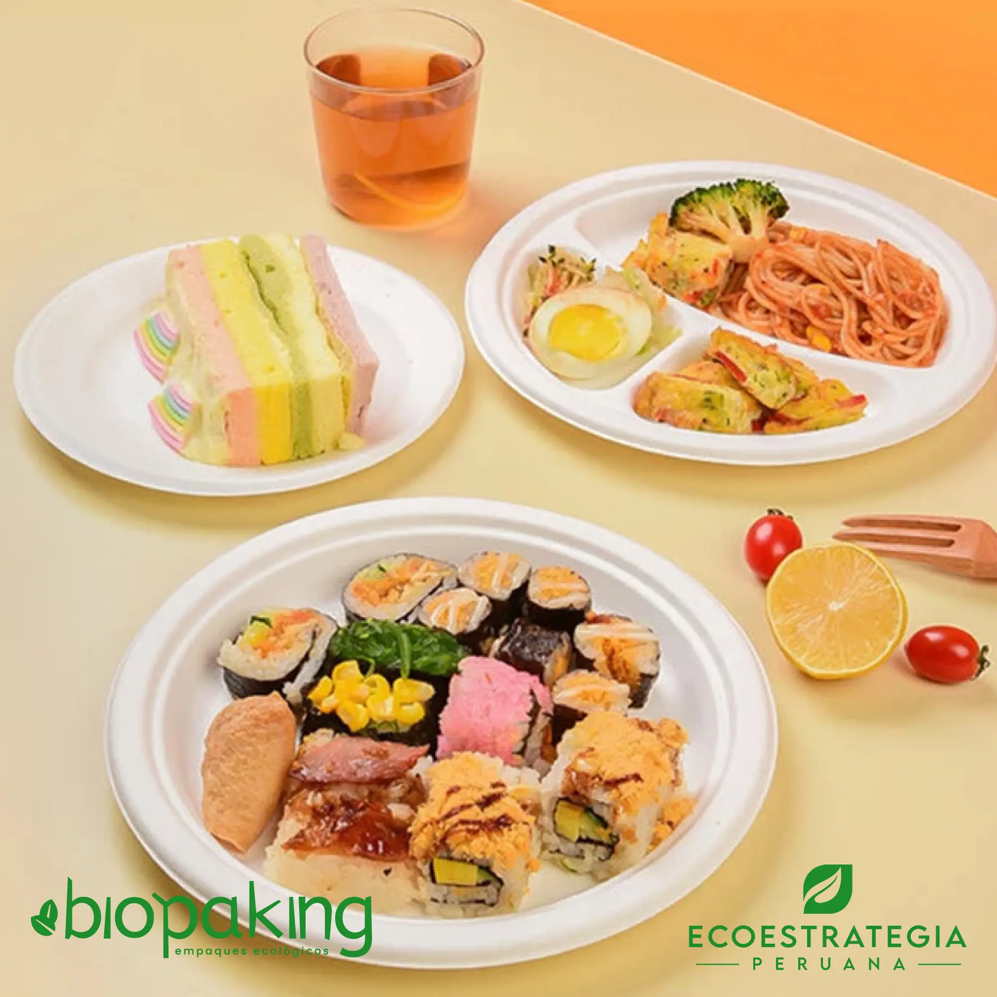 Este plato de 26cm, es un producto de materiales biodegradables, hecho a base de fibra de caña de azúcar. Cotiza envases, empaques y tapers para comidas