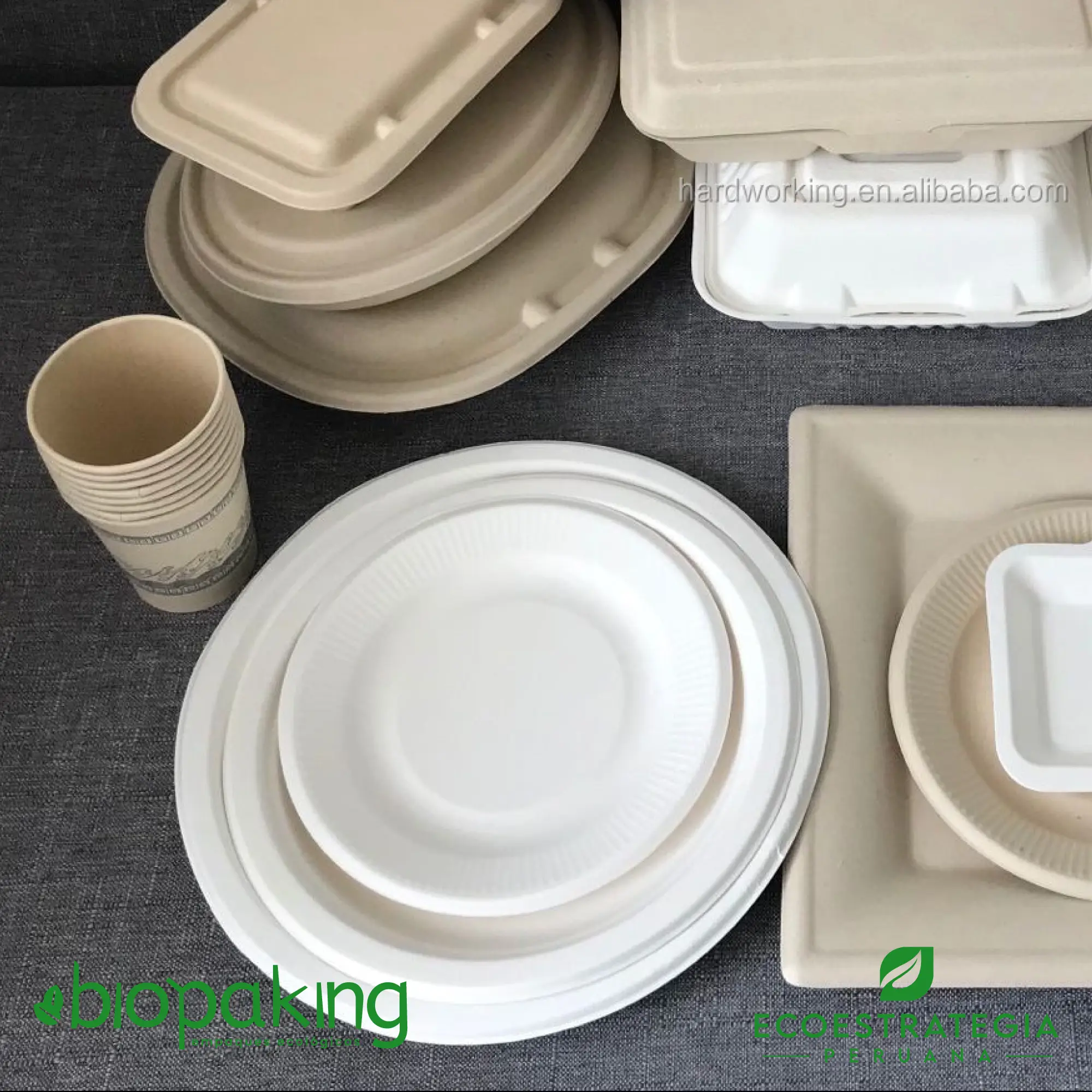 Este plato de 26cm, es un producto de materiales biodegradables, hecho a base de fibra de caña de azúcar. Cotiza envases, empaques y tapers para comidas
